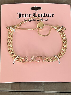#ad Juicy Couture gold tone Braclet Jucy logo in pink