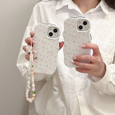 #ad Wavy Edge Cute Blue Tiny Flower Phone Case For iPhone 15 14 Pro Max 13 12 11