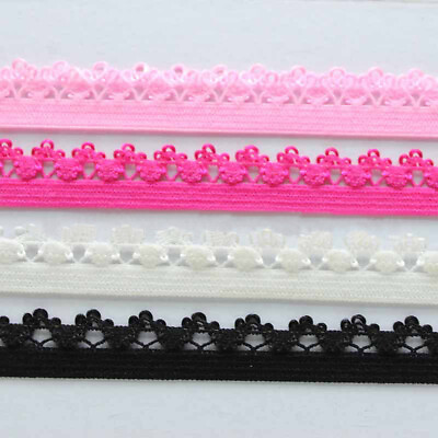 #ad 8 Yards Elastic Band Lace Trim Ribbon Underwear Bra Edge Stretch Belt DIY Sewing