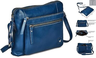 #ad Small Soft Pebbled Real Leather Crossbody Handbags Purses Sapphire Blue Nappa
