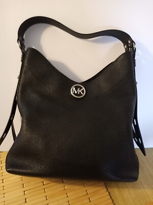 #ad Michael Kors Black Pebbled Leather Bowery Hobo Bag Purse New W O Tags Perfect