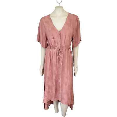 #ad NEW SALTWATER LUXE Vintage Rose Button Front Hi Low Dress in Peach WOMEN#x27;S LARGE
