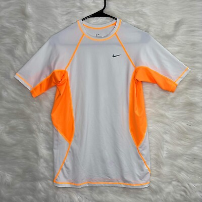 #ad Mens Nike Short Sleeve T Shirt Crew Neck Small White Orange
