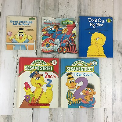 #ad Lot of 5 Sesame Street Books Vtg On My Way Don#x27;t Cry Big Bird Going Places