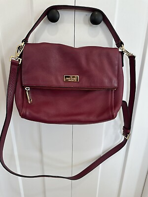 #ad Kate Spade Small Pebbled Leather Crossbody Bag Wine 6