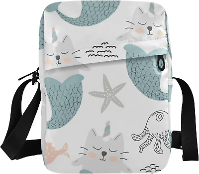 #ad Unicorn Cat Mermaid Messenger Bag for Women Men Crossbody Shoulder Bag Cell Phon