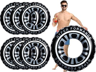 #ad 6 Pack 47 Inches Giant Inflatable Tire Tubes Pool Floats for Adults Large Swi...