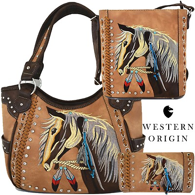 Western Horse Concealed Carry Purse Handbag Women Shoulder Bag Crossbody Wallet $32.95