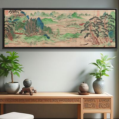 #ad Chinese Wall Art Ink Painting Canvas Print Mountain River Pine Large Framed Art