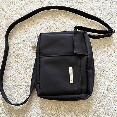 #ad Baggallini Crossbody Bag Nylon Black Convertible Travel Belt Organize Packable