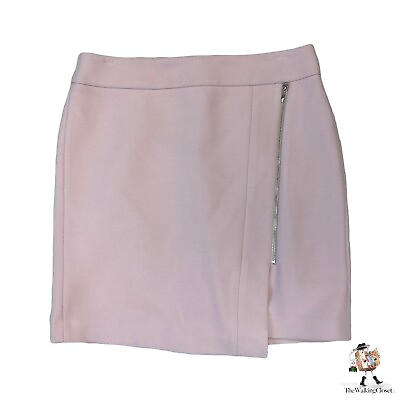 #ad White Market Black Market Mini Skirt Womens 0 Rose Mist Asymmetrical Zip Lined