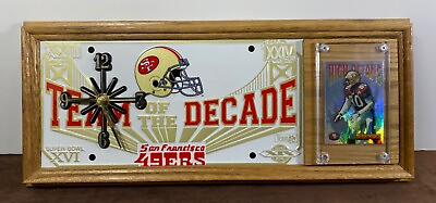 #ad Vintage 49ers NFL Super Bowl License Plate Clock Niners Man Cave Jerry Rice Card
