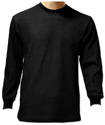 Men Heavy Weight Plain Thermal Long Sleeve New Waffle Shirts Solid Colors