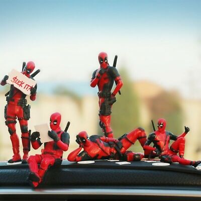 #ad Funny Deadpool Car Ornament Interior Dashboard Toy Decoration Mini Figures