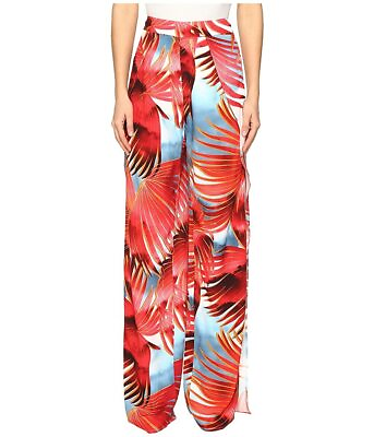 #ad Just Cavalli Womens Palm Print Pants Fire Variant Size 42 US 4