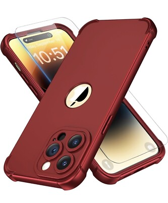 #ad For iPhone 14 Pro Shockproof Case Cover With Screen Protector Red