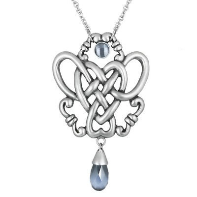 #ad Heart Pendant Infinity Knot Stainless Steel with Blue Gray Cat Eye by controse