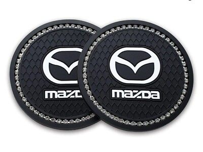 #ad 2x Mazda Black Bling Car Cup Holder Anti Slip Insert Coaster Car Accessories