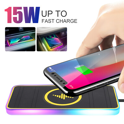 #ad 15W Car Wireless Charger Pad NewFast Charging Mat Non Slip for iPhone Samsung US