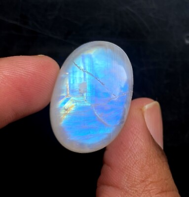 #ad Natural Blue Fire Moonstone Cabochon 20x29mm Oval Hand Polished Loose Stone CC7