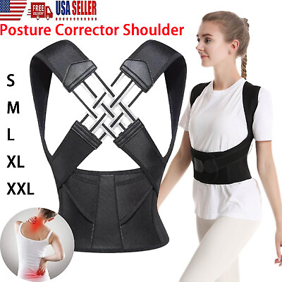 #ad Posture Corrector Shoulder Support Belt Body Brace Bad Back Lumbar Women Men NEW