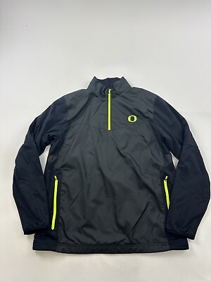 #ad Oregon Ducks Jacket Mens Medium Black 1 4 Zip Big O Logo Windbreaker Nike Golf