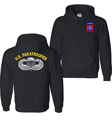 #ad 82nd Airborne Division Jump Wings Army Paratrooper Black Hoodie Sweatshirt