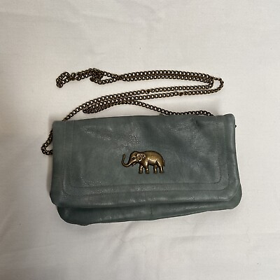 Women’s Crossbody Purse Chain Strap Elephant Magnetic Clasp Green Handbag EUC