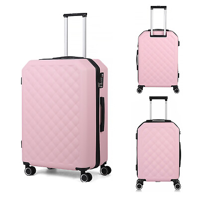 #ad 20quot; Hardside Carry On Luggage Travel Bag ABS Trolley Hard Shell Suitcase Pink