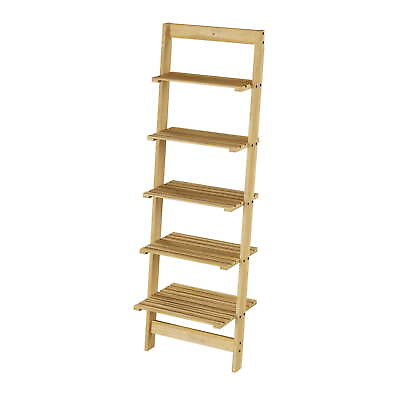 #ad Five Tier Ladder Blonde Wood Storage Shelf