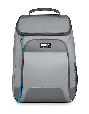 #ad Igloo Laguna Soft Sided Cooler 24 Can Backpack Gray Twill with Ibiza Blue