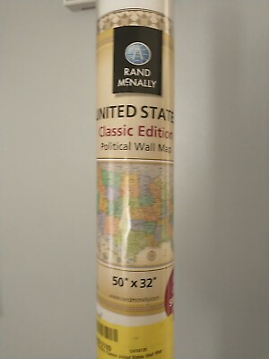 #ad Political Classic Edition United States Wall Map Rich Color RAND MCNALLY 50quot;X32quot;