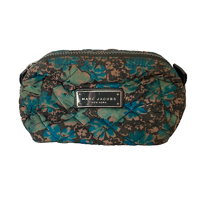 #ad Marc Jacobs Quilted Cosmetic Makeup Bag Pouch Blue Multicolor Floral