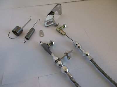 #ad STAINLESS STEEL THROTTLE 904 KICK DOWN CABLE AND BRACKET KIT #6054 6055 #6056