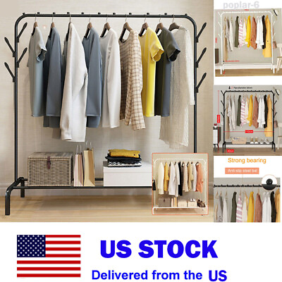 #ad Heavy Duty Clothes Rail Rack Garment Hanging Display Stand Shoes Storage Shelves