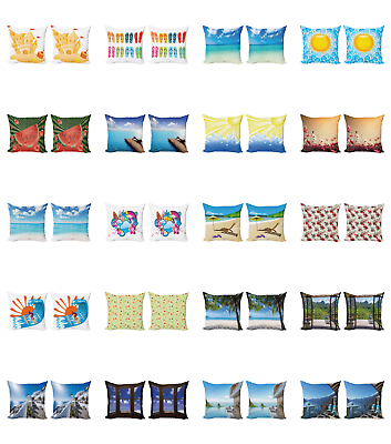 #ad Ambesonne Summer Theme Cushion Cover Set of 2 for Couch and Bed in 4 Sizes
