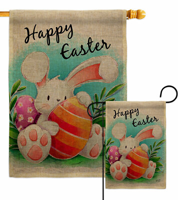 #ad Easter Bunny Burlap Garden Flag Springtime Decorative Gift Yard House Banner