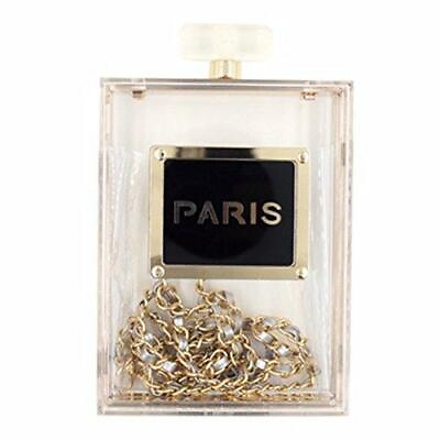 Women Acrylic Transparent Paris Perfume Shape Evening Bags Purses Clutch Vintage
