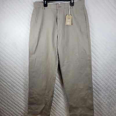 #ad New Chaps Chinos 33x32 Mens True American Flat Front Straight Leg Beige