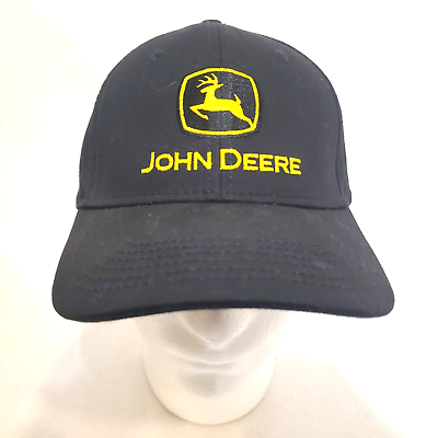 #ad John Deer Baseball Hat Cap Adjustable One Size Vented Canvas Curved Bill Clean
