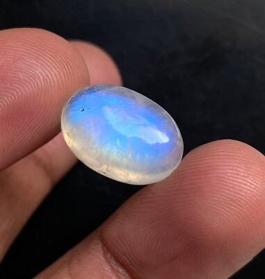 #ad Natural Blue Fire Moonstone Oval Cabochon 11x17mm Hand Polished Loose Stone CC10