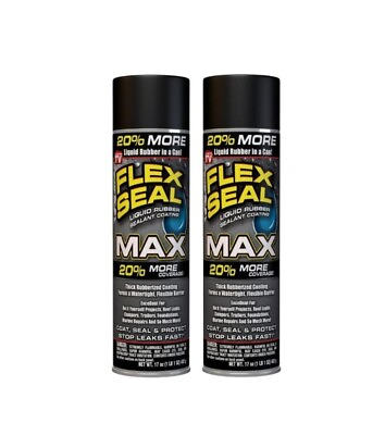 #ad 2 Pack New Flex Seal MAX BLACK 17 oz. Spray Each 34oz Total