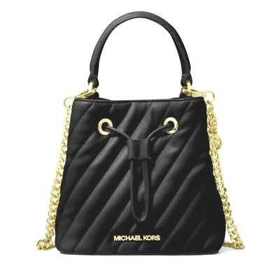 Michael Kors Small Bucket Crossbody Quilted Vegan Faux Leather Bag Handbag Purse $99.74