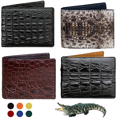 #ad Genuine Crocodile Wallet Mens RFID Blocking Large Capacity Leather Card Holder
