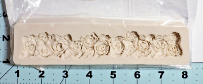 #ad rose flower border silicone mold fondant chocolate clay FAST Free Ship