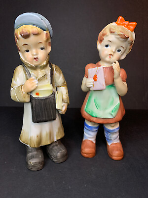 #ad Vintage Wales of Japan Ceramic Paper Boy Letter Girl