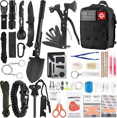 #ad Emergency Survival Kit Bag First Aid Bug out Military Prepper Kit 142Pcs Bag