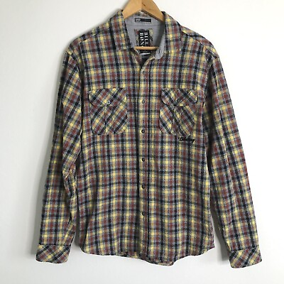#ad Billabong Mens Plaid Button Up Shirt Size Large Long Sleeves Heavy Cotton