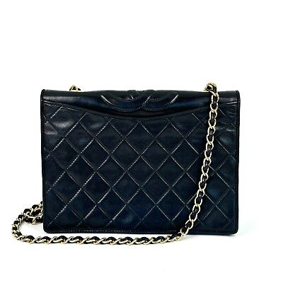 #ad CHANEL Matelasse Chain Shoulder Bag CC Full Flap Leather Black #288