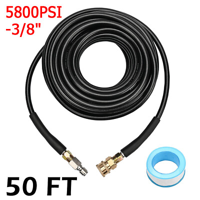#ad 50FT 15M 5800PSI Replacement High Pressure Power Washer Hose 3 8quot; Quick Connect